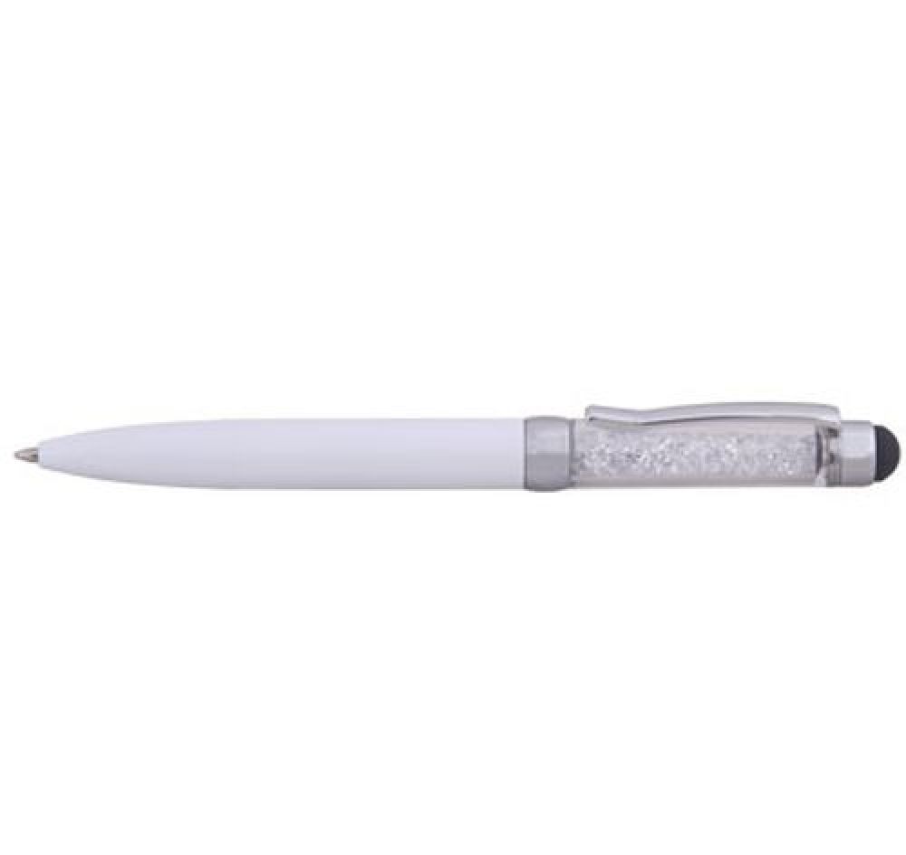 Bolígrafo metálico esmaltado con pedrería y touch. imagen